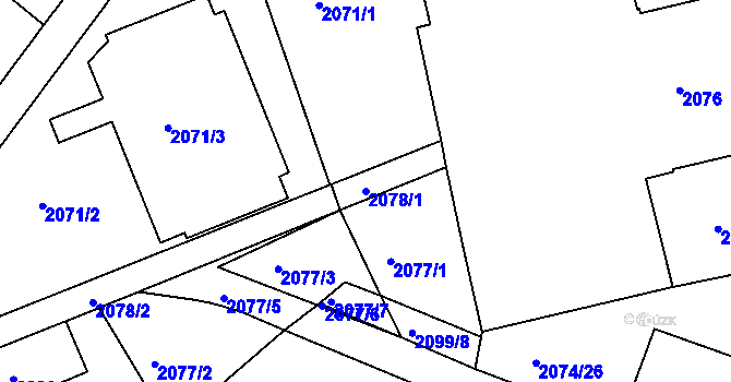 Parcela st. 2078/1 v KÚ Staré Město u Frýdku-Místku, Katastrální mapa