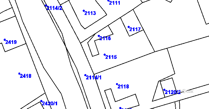 Parcela st. 2115 v KÚ Staré Město u Frýdku-Místku, Katastrální mapa