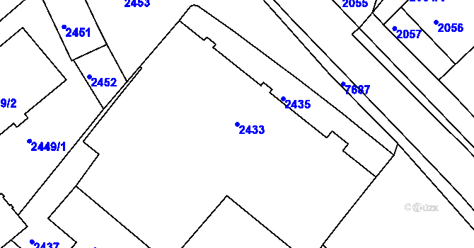 Parcela st. 2433 v KÚ Staré Město u Frýdku-Místku, Katastrální mapa