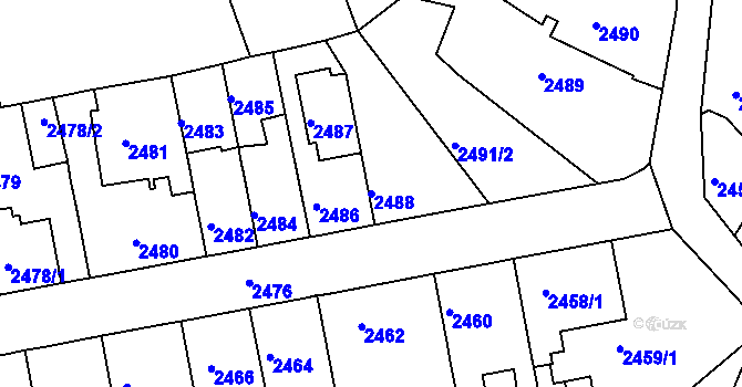 Parcela st. 2488 v KÚ Staré Město u Frýdku-Místku, Katastrální mapa