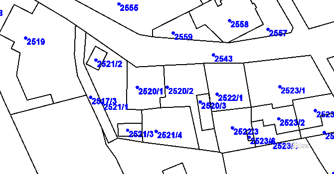 Parcela st. 2520/2 v KÚ Staré Město u Frýdku-Místku, Katastrální mapa
