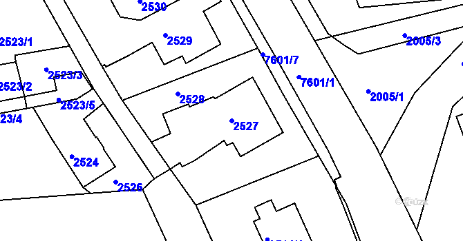 Parcela st. 2527 v KÚ Staré Město u Frýdku-Místku, Katastrální mapa