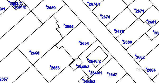 Parcela st. 2654 v KÚ Staré Město u Frýdku-Místku, Katastrální mapa