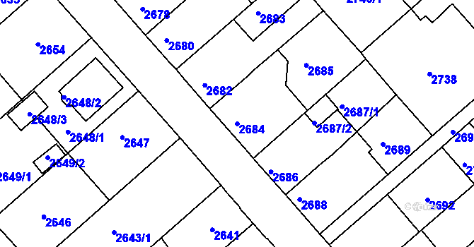 Parcela st. 2684 v KÚ Staré Město u Frýdku-Místku, Katastrální mapa