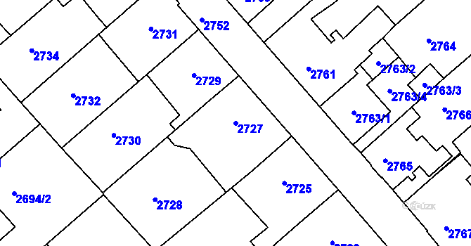 Parcela st. 2727 v KÚ Staré Město u Frýdku-Místku, Katastrální mapa