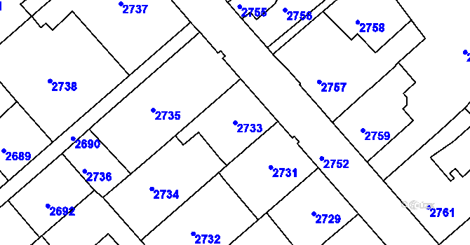 Parcela st. 2733 v KÚ Staré Město u Frýdku-Místku, Katastrální mapa