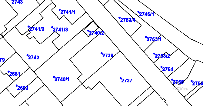 Parcela st. 2739 v KÚ Staré Město u Frýdku-Místku, Katastrální mapa