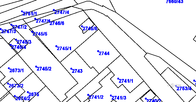 Parcela st. 2744 v KÚ Staré Město u Frýdku-Místku, Katastrální mapa