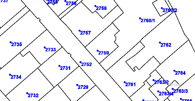 Parcela st. 2759 v KÚ Staré Město u Frýdku-Místku, Katastrální mapa