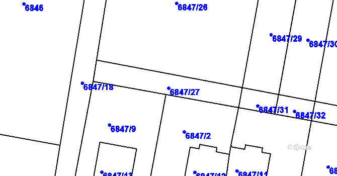 Parcela st. 6847/27 v KÚ Staré Město u Frýdku-Místku, Katastrální mapa