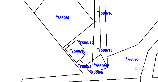Parcela st. 7560/12 v KÚ Staré Město u Frýdku-Místku, Katastrální mapa