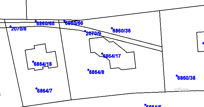 Parcela st. 6864/17 v KÚ Staré Město u Frýdku-Místku, Katastrální mapa