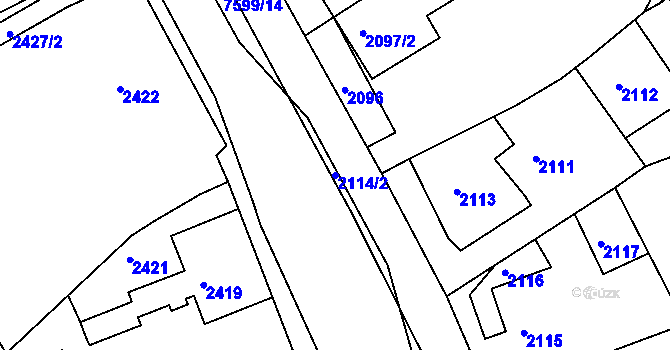 Parcela st. 2114/2 v KÚ Staré Město u Frýdku-Místku, Katastrální mapa