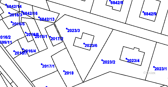 Parcela st. 2023/6 v KÚ Staré Město u Frýdku-Místku, Katastrální mapa