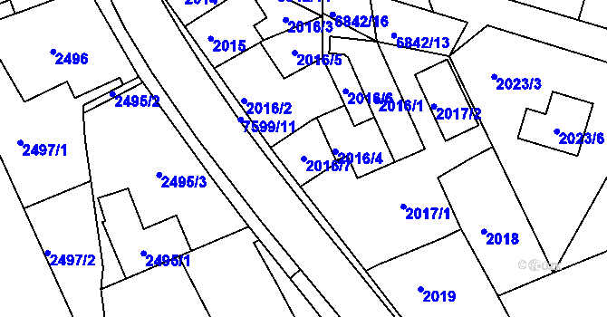 Parcela st. 2016/7 v KÚ Staré Město u Frýdku-Místku, Katastrální mapa
