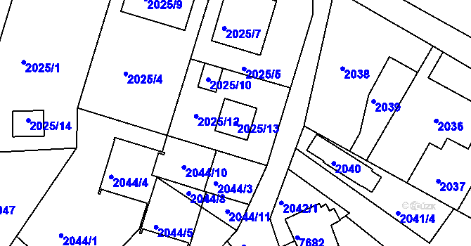 Parcela st. 2025/13 v KÚ Staré Město u Frýdku-Místku, Katastrální mapa