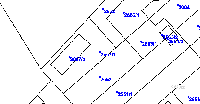 Parcela st. 2667/1 v KÚ Staré Město u Frýdku-Místku, Katastrální mapa