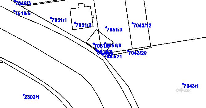 Parcela st. 7043/21 v KÚ Staré Město u Frýdku-Místku, Katastrální mapa