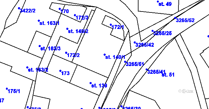 Parcela st. 140/1 v KÚ Staré Město pod Králickým Sněžníkem, Katastrální mapa