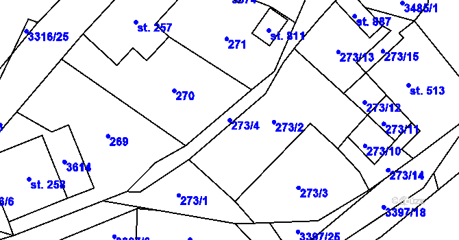 Parcela st. 273/4 v KÚ Staré Město pod Králickým Sněžníkem, Katastrální mapa