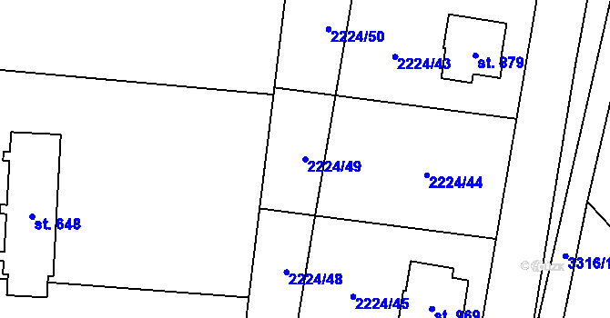 Parcela st. 2224/49 v KÚ Staré Město pod Králickým Sněžníkem, Katastrální mapa