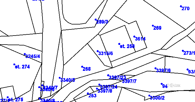 Parcela st. 3316/6 v KÚ Staré Město pod Králickým Sněžníkem, Katastrální mapa