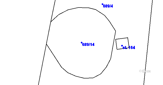 Parcela st. 689/14 v KÚ Velké Vrbno, Katastrální mapa