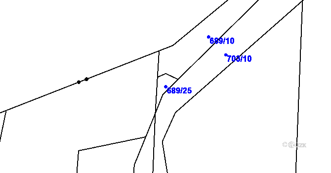 Parcela st. 689/25 v KÚ Velké Vrbno, Katastrální mapa