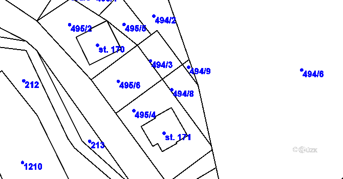 Parcela st. 494/8 v KÚ Velké Vrbno, Katastrální mapa