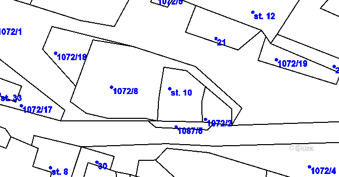 Parcela st. 10 v KÚ Dobrotín, Katastrální mapa