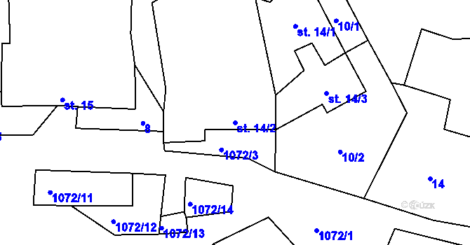 Parcela st. 14/2 v KÚ Dobrotín, Katastrální mapa