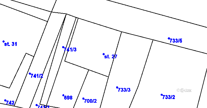 Parcela st. 27 v KÚ Dobrotín, Katastrální mapa