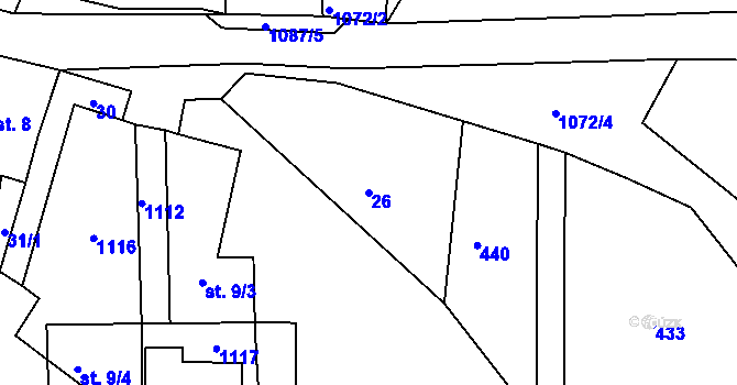Parcela st. 26 v KÚ Dobrotín, Katastrální mapa