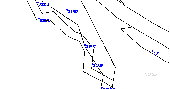 Parcela st. 316/7 v KÚ Podlesí pod Landštejnem, Katastrální mapa