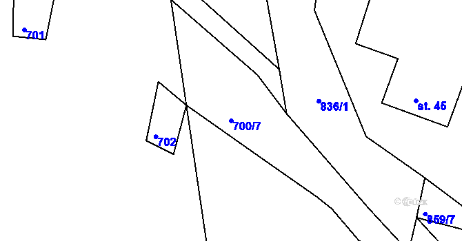 Parcela st. 700/7 v KÚ Pomezí pod Landštejnem, Katastrální mapa