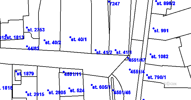 Parcela st. 41/2 v KÚ Staré Město u Uherského Hradiště, Katastrální mapa