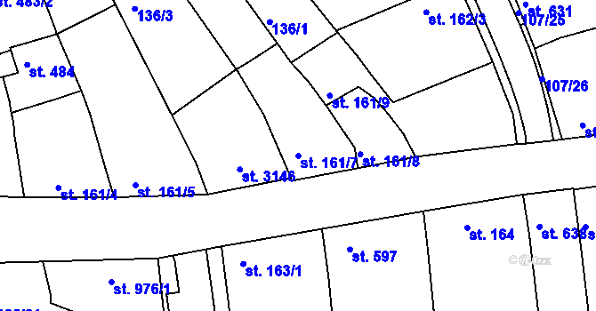 Parcela st. 161/7 v KÚ Staré Město u Uherského Hradiště, Katastrální mapa