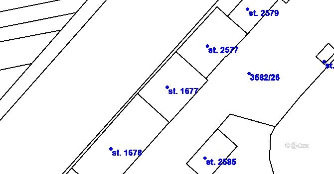 Parcela st. 1677 v KÚ Staré Město u Uherského Hradiště, Katastrální mapa