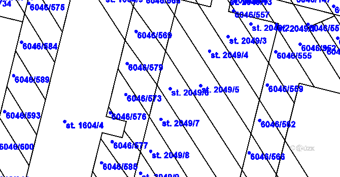Parcela st. 2049/6 v KÚ Staré Město u Uherského Hradiště, Katastrální mapa