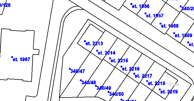 Parcela st. 2214 v KÚ Staré Město u Uherského Hradiště, Katastrální mapa