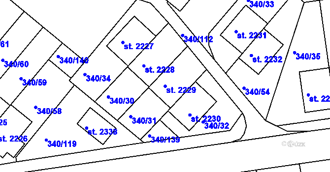 Parcela st. 2229 v KÚ Staré Město u Uherského Hradiště, Katastrální mapa