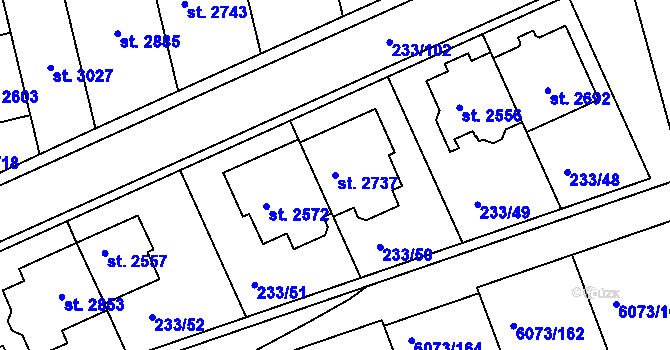Parcela st. 2737 v KÚ Staré Město u Uherského Hradiště, Katastrální mapa