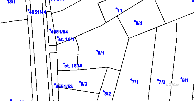 Parcela st. 8/1 v KÚ Staré Město u Uherského Hradiště, Katastrální mapa