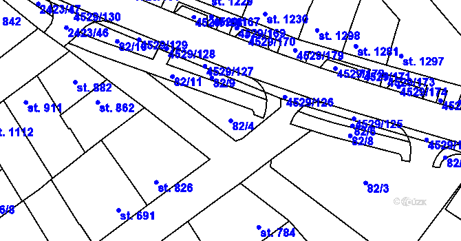 Parcela st. 82/4 v KÚ Staré Město u Uherského Hradiště, Katastrální mapa