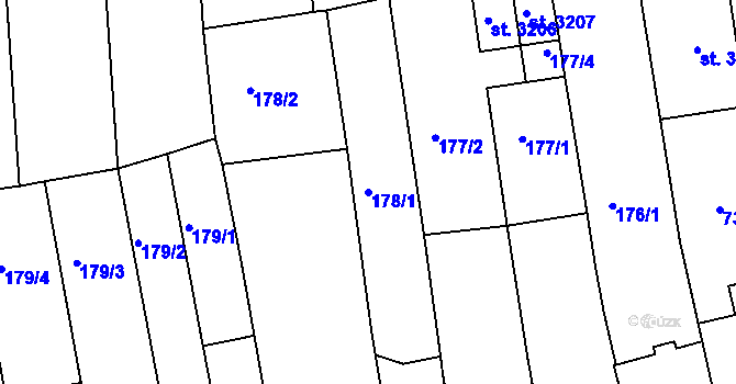Parcela st. 178/1 v KÚ Staré Město u Uherského Hradiště, Katastrální mapa