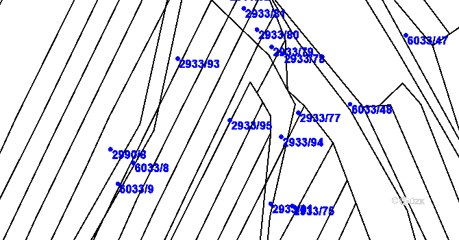 Parcela st. 2933/95 v KÚ Staré Město u Uherského Hradiště, Katastrální mapa