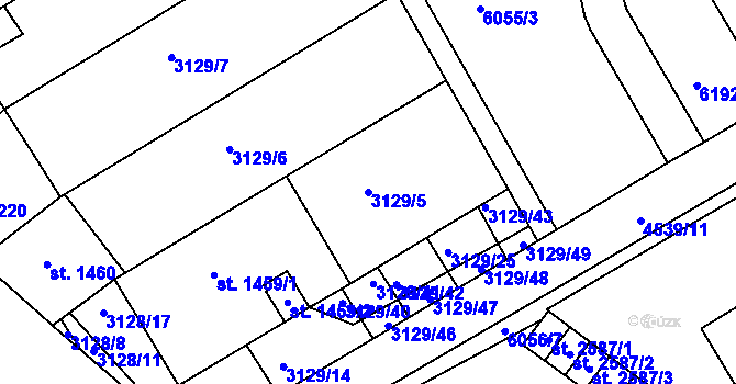 Parcela st. 3129/5 v KÚ Staré Město u Uherského Hradiště, Katastrální mapa