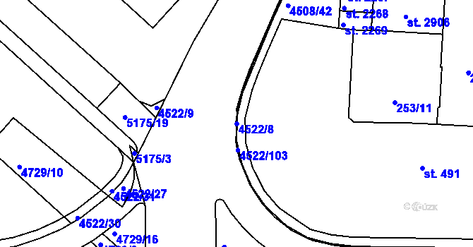 Parcela st. 4522/8 v KÚ Staré Město u Uherského Hradiště, Katastrální mapa