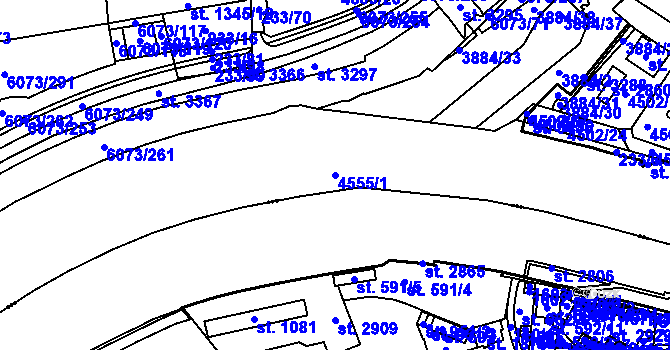 Parcela st. 4555/1 v KÚ Staré Město u Uherského Hradiště, Katastrální mapa