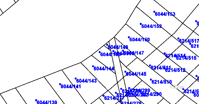 Parcela st. 6044/146 v KÚ Staré Město u Uherského Hradiště, Katastrální mapa
